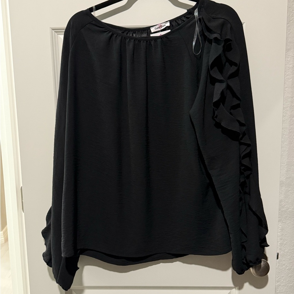 Elegant Black Ruffled Women's Top